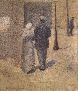 Charles Angrand Man and Woman in the Street Spain oil painting artist